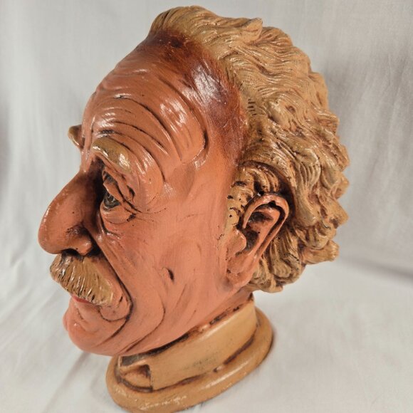 Vintage Albert Einstein Head Bust MCM Statue Chalkwear Plaster Figure‎ Esco like - Picture 4 of 12
